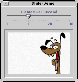 A snapshot of SliderDemo, which uses a slider