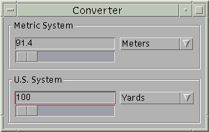 Converter with the CDE/Motif look and feel